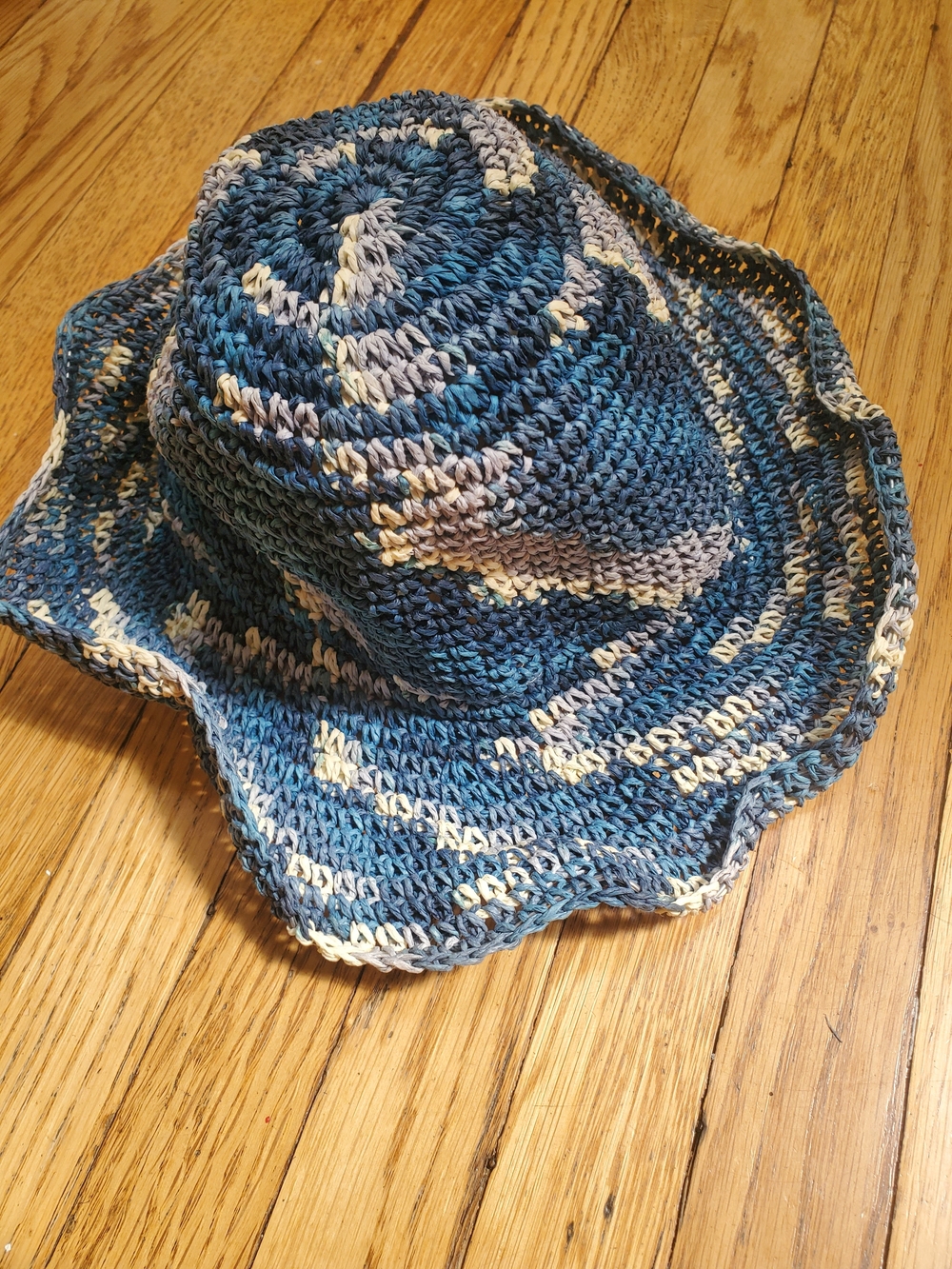 Esprit Blue Navy Cream Woven Straw Hat
